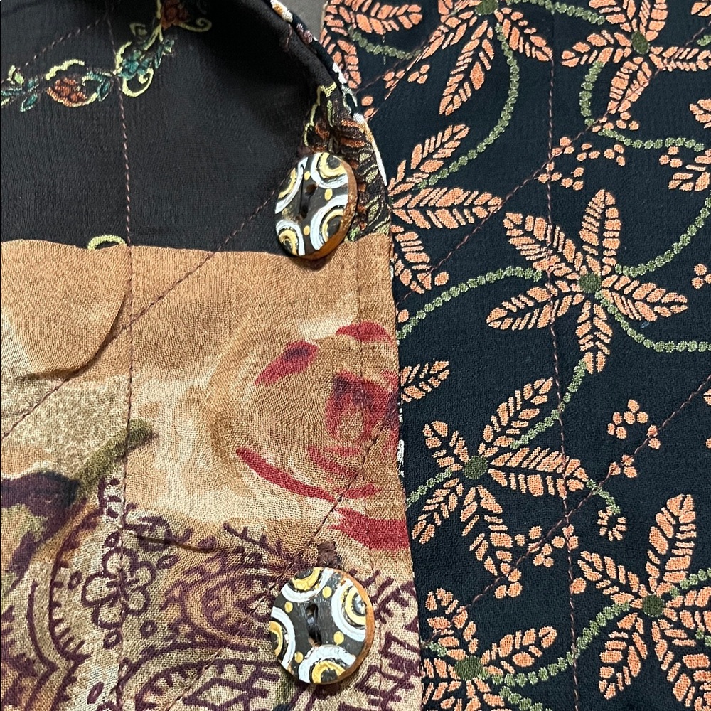 Vintage Casual Studio Patchwork Jacket Button Dow… - image 3